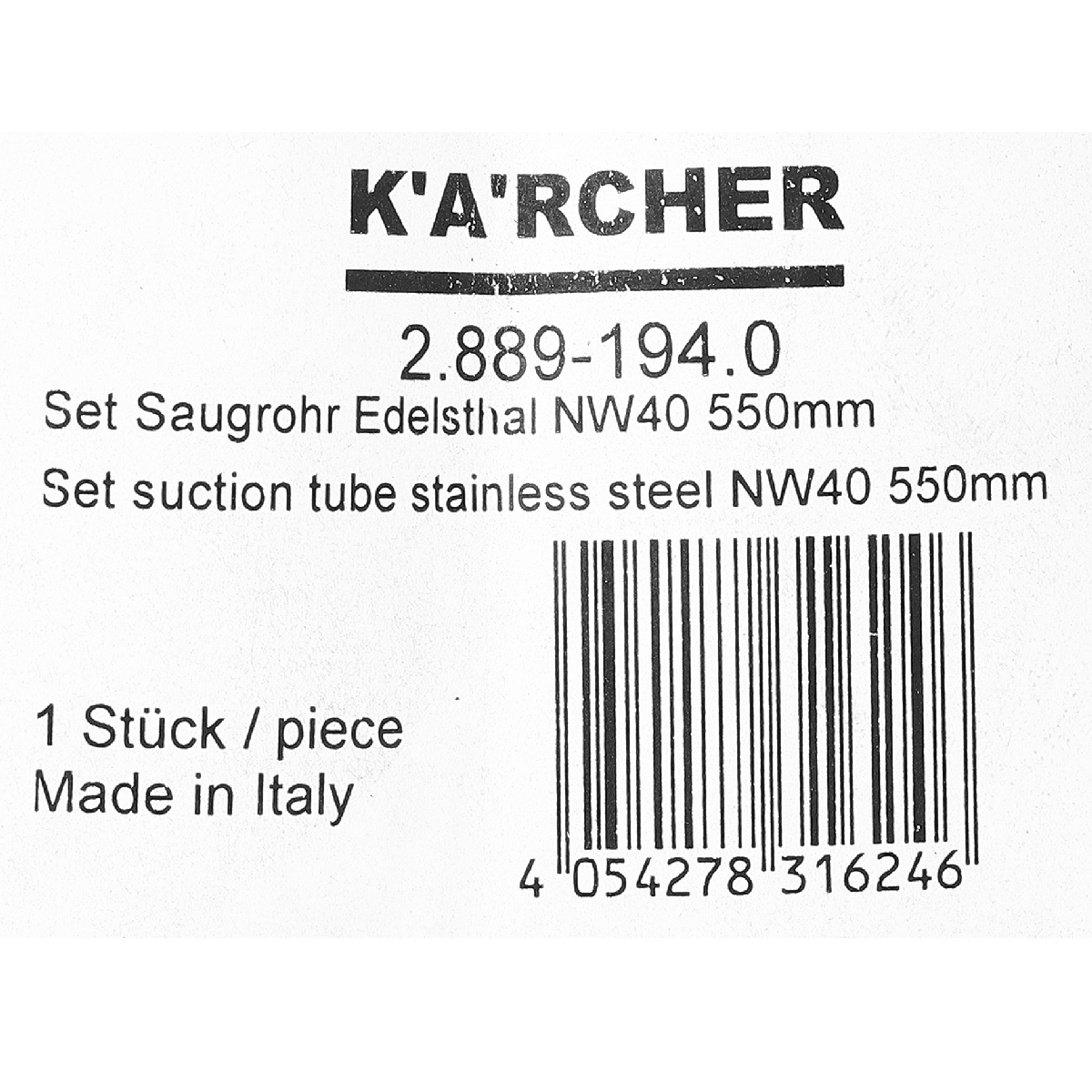 SET SAUGROHR NW40 550MM 2PCS/SET