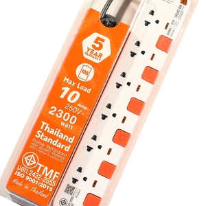 WL6375-3M ปลั๊กไฟ 6ช่อง 6สวิตช์ (WH/OR)