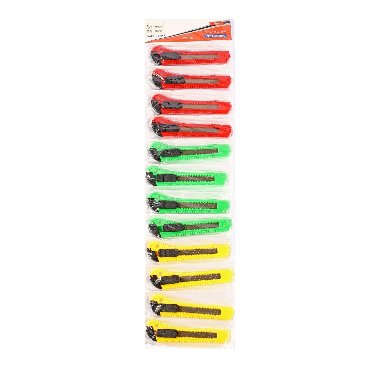 D1004 มีดคัตเตอร์ 18 MM คละสี (12PCS/โหล