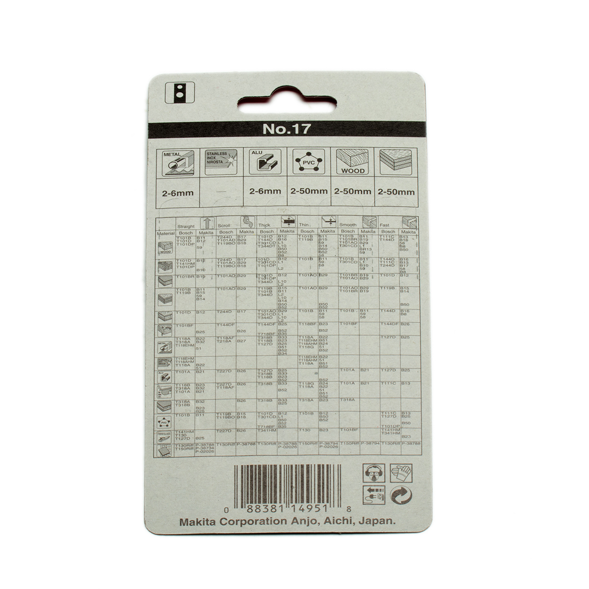 ใบเลื่อยจิกซอ NO.17 (5ใบ/1PAC) A-85846