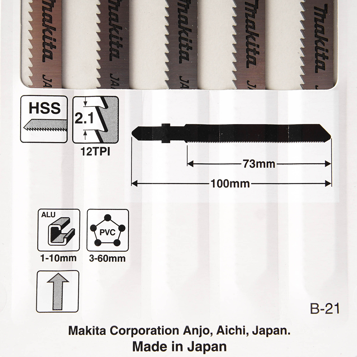 ใบเลื่อยจิกซอ B-21 (5ใบ/1PAC) A-85721