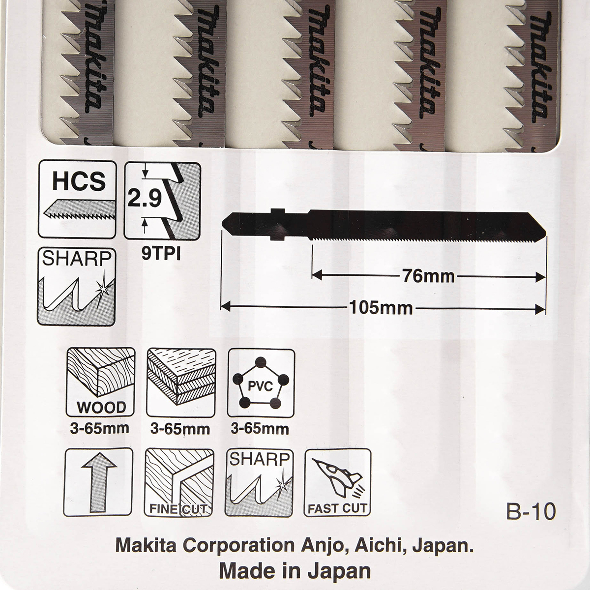 ใบเลื่อยจิกซอ B-10 (5ใบ/1PAC) A-85628