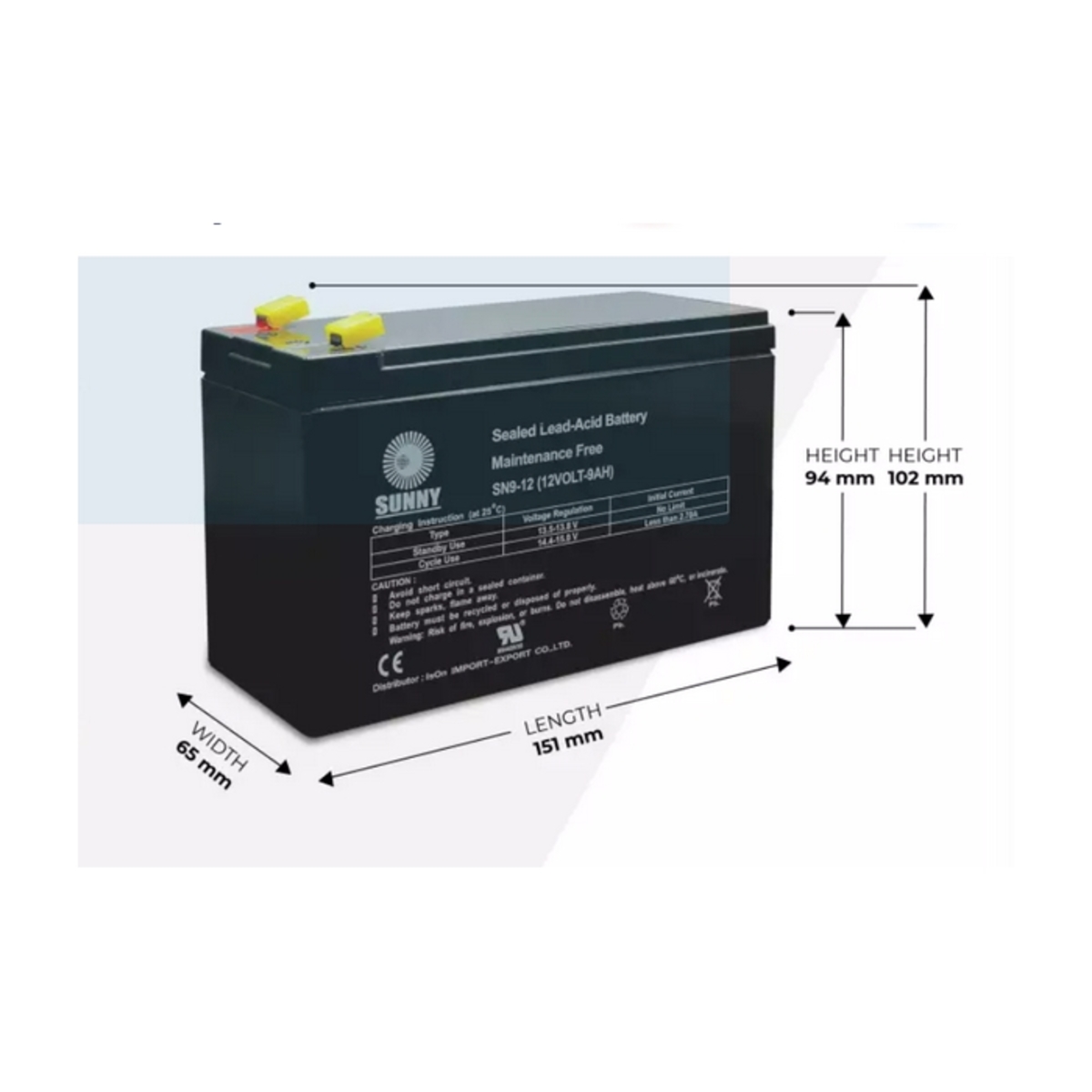 แบตเตอรี่แห้ง รุ่น SN9-12 ขนาด 12V - 9AH