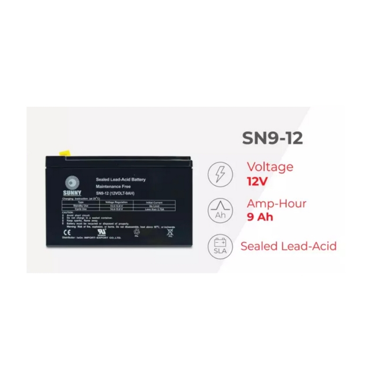 แบตเตอรี่แห้ง รุ่น SN9-12 ขนาด 12V - 9AH