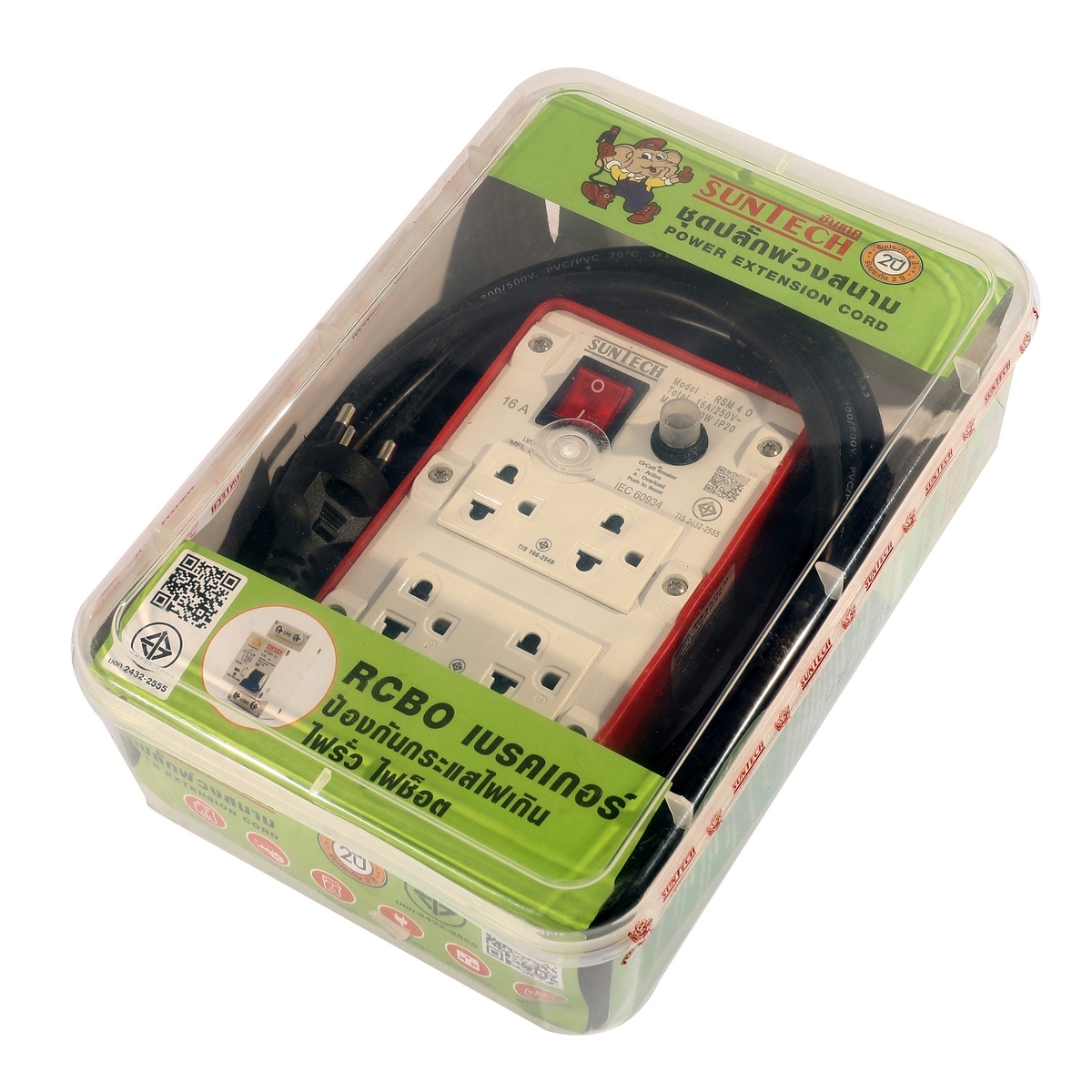 RSM4ปลั๊กสนามเต้ารับ4ช่อง VCT3X1.5 8ม.