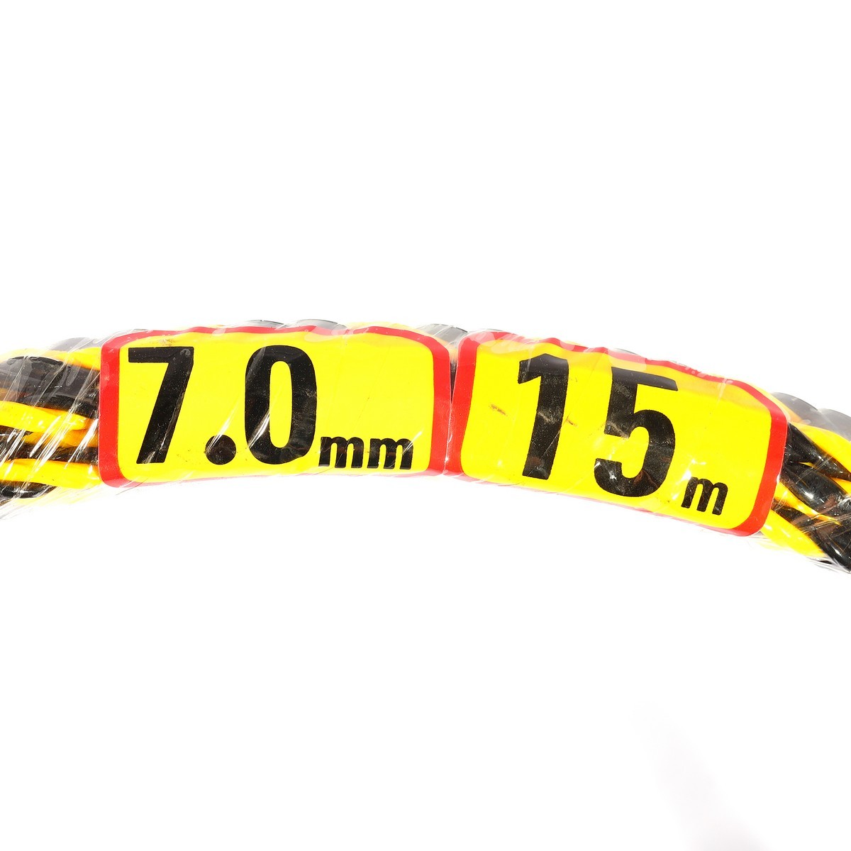 T0715ฟิชเทปดำ/เหลืองTRI-TWISTED7MMยาว15M