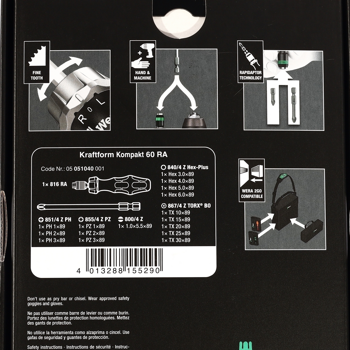 ชุดไขควง WERA KRAFTFORM KOMPAKT 60 RA