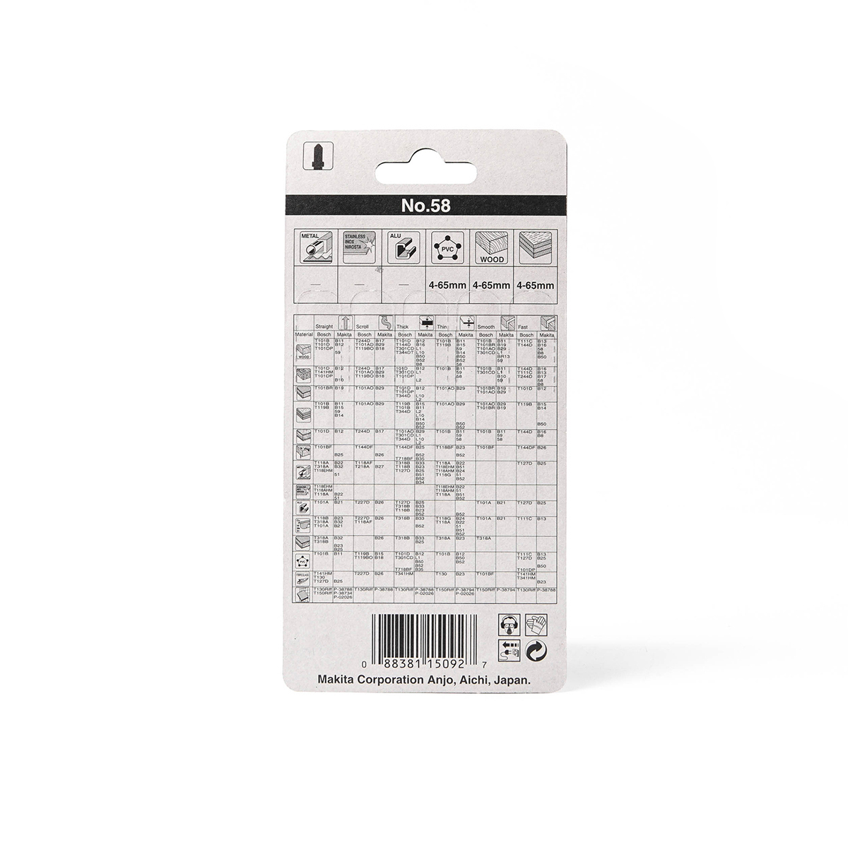 ใบเลื่อยจิกซอ NO.58 (5ใบ/1PAC) A-86577