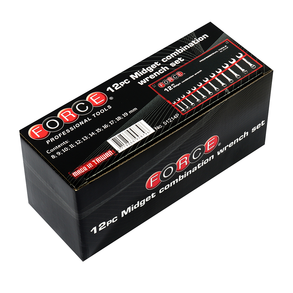 51214Pชุดประแจแหวนข้างปากตาย12ชิ้น8-19มม