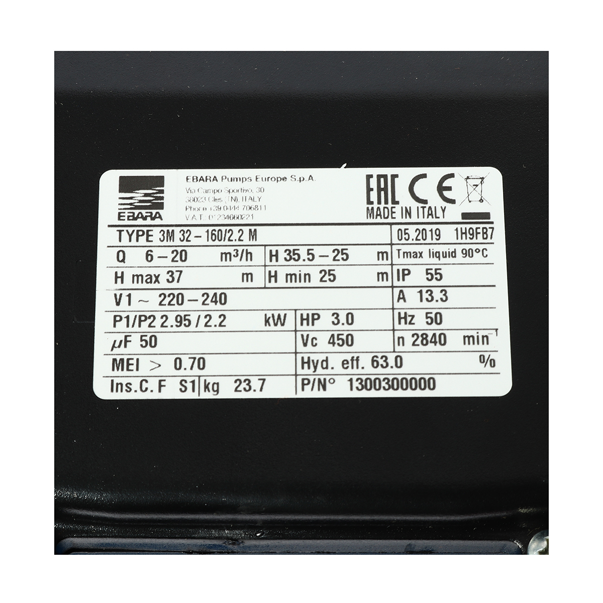 3M 32-160/2.2M ปั๊มสแตนเลส