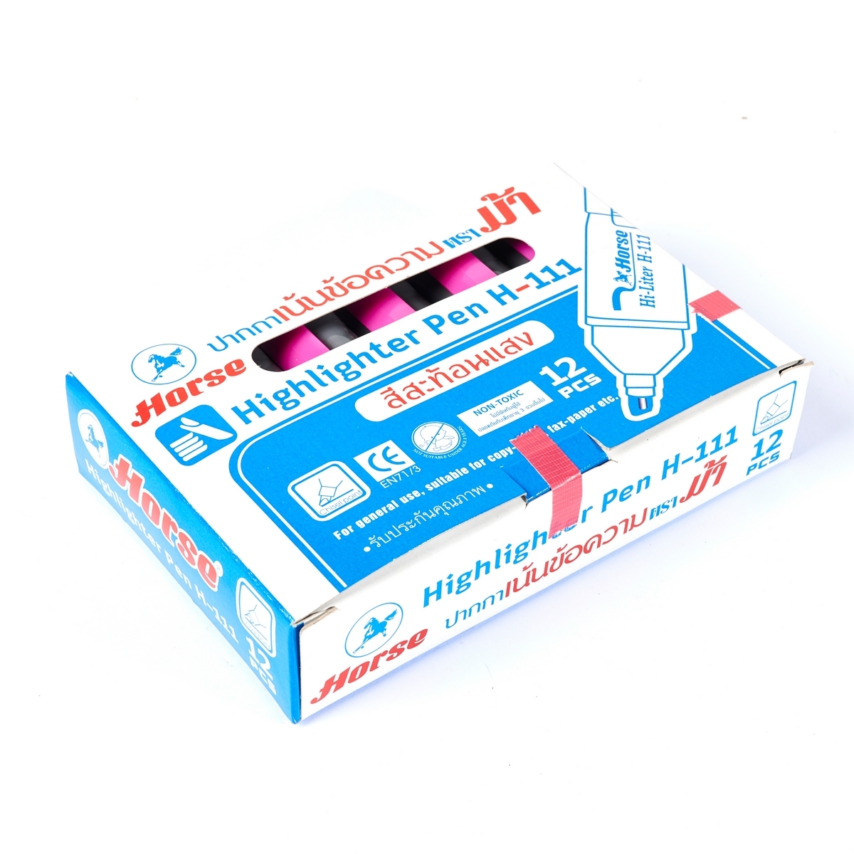 ปากกาเน้นข้อความ ตราม้า H-111 สีชมพู