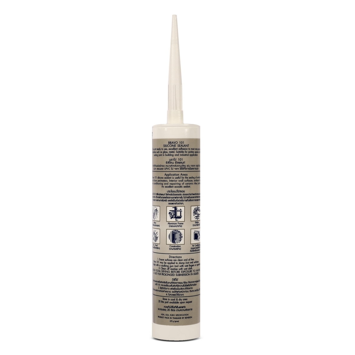 101 ซิลิโคนยาแนวชนิดมีกรด สีขาว 270G