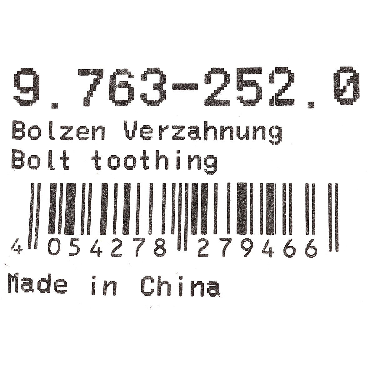 BOLT TOOTHING