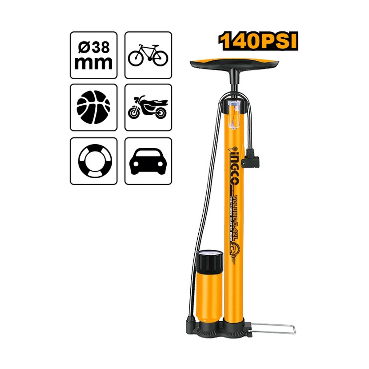 MPP3811 ที่สูบลมยาง มือปั๊ม 140PSI
