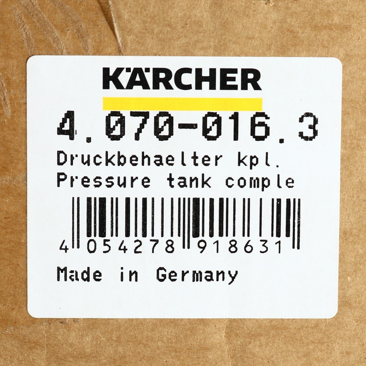 PRESSURE TANK COMPLETE