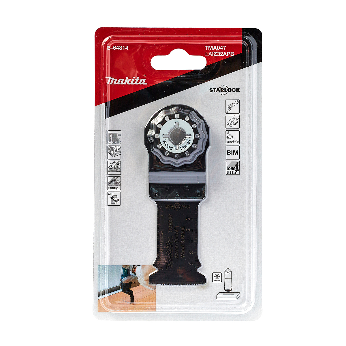 TMA047 ใบตัดเหลี่ยมไม้/ตะปู 32X50MM BI-M