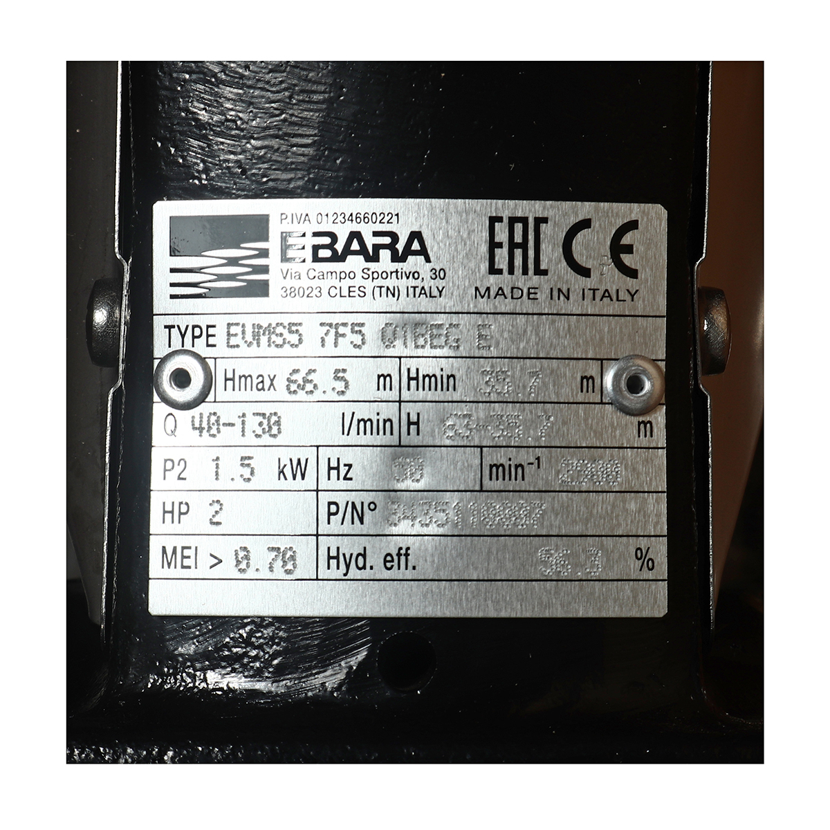 EVMS5 7F5/1.5 ปั๊มน้ำหลายใบพัดแบบตั้ง