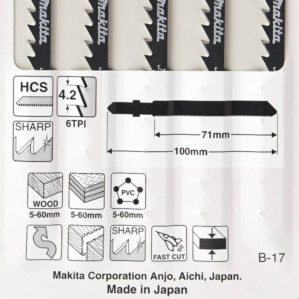 ใบเลื่อยจิกซอ B-17 (5ใบ/1PAC) A-85690