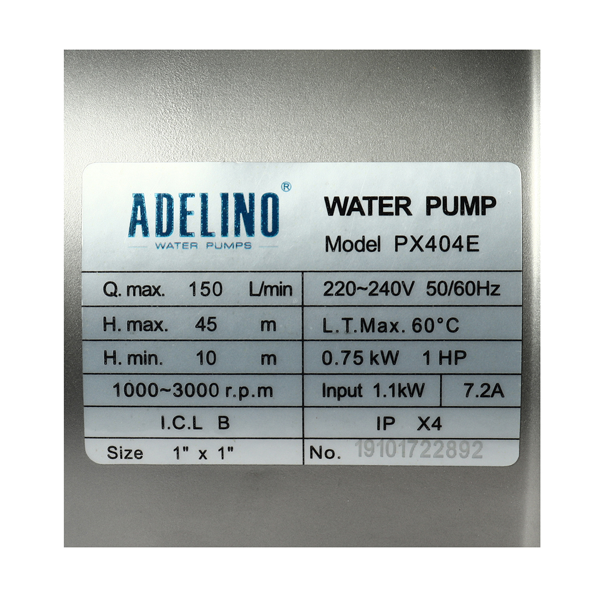 PX404E ปั๊มน้ำอินเวอร์เตอร์ 0.75KW 1HP