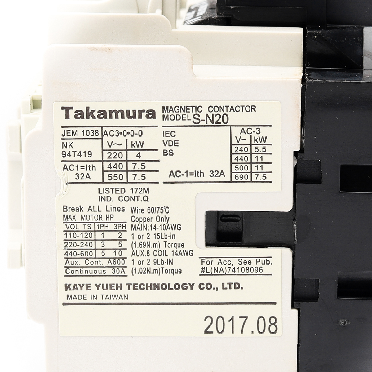 S-N50 แมกเนติก คอนแทคเตอร์ 220V 20KW