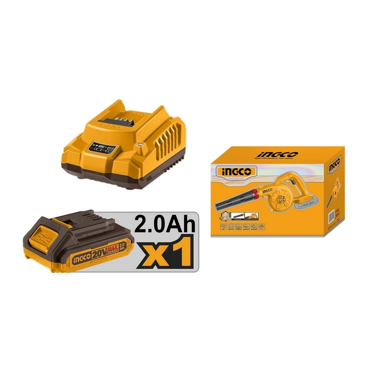 20V เครื่องเป่าลมไร้สาย ชุดแบต 2.0AH*1