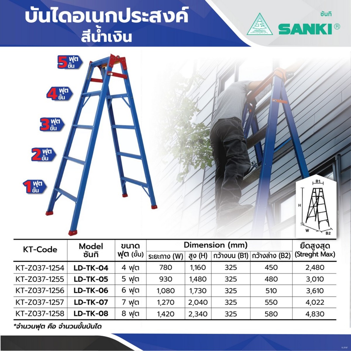 LD-TK-07 บันไดเอนกประสงค์(น้ำเงิน) 7ฟุต