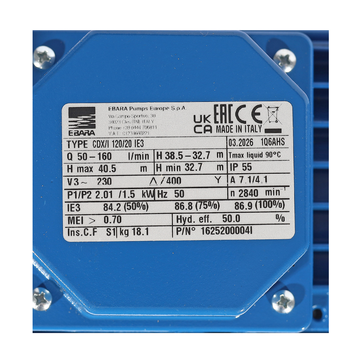 CDX-120/20 ปั๊ม SS304 ใบพัดเดี่ยว 3 สาย