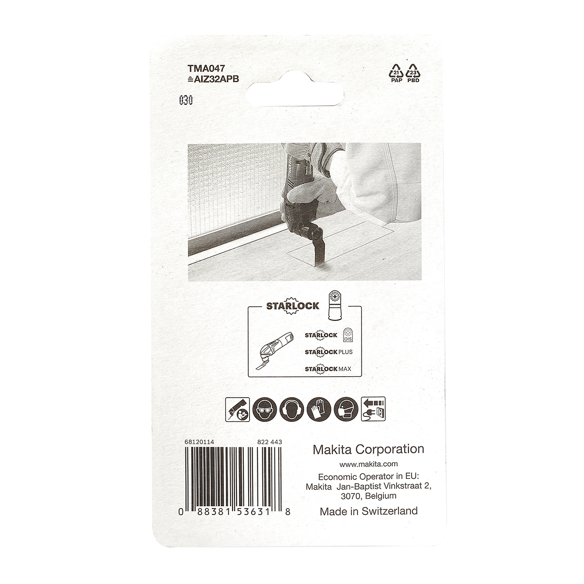 TMA047 ใบตัดเหลี่ยมไม้/ตะปู 32X50MM BI-M