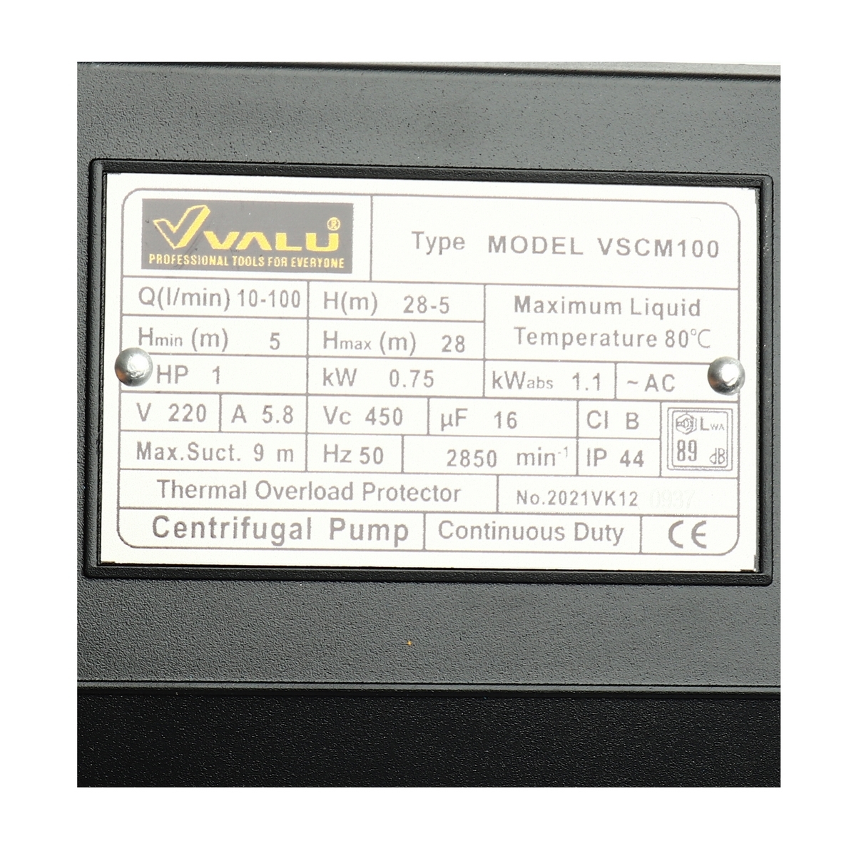 VSCM100 ปั๊มหอยโข่ง 1.00 HP 1
