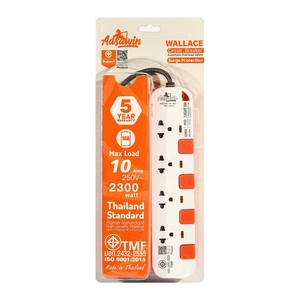 WL4375-3M ปลั๊กไฟ 4ช่อง 4สวิตช์ (WH/OR)