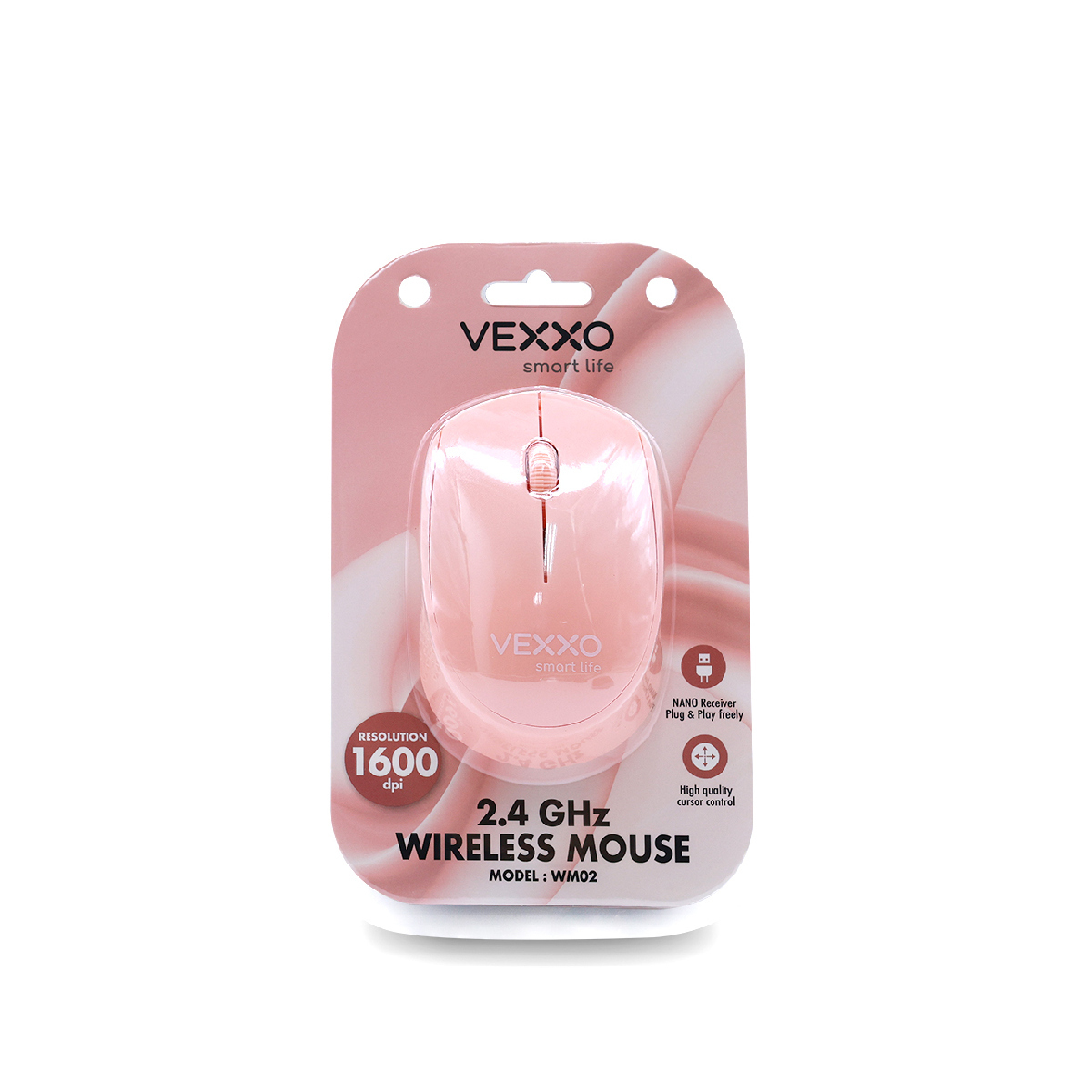 WM02 เมาส์ไร้สาย สีชมพูพาสเทล