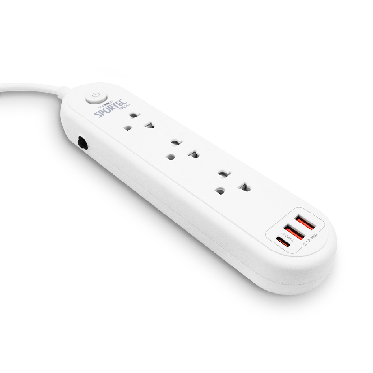 EC-131C ปลั๊กรางไฟ 3ช่อง 1สวิตช์ 3ม 2USB