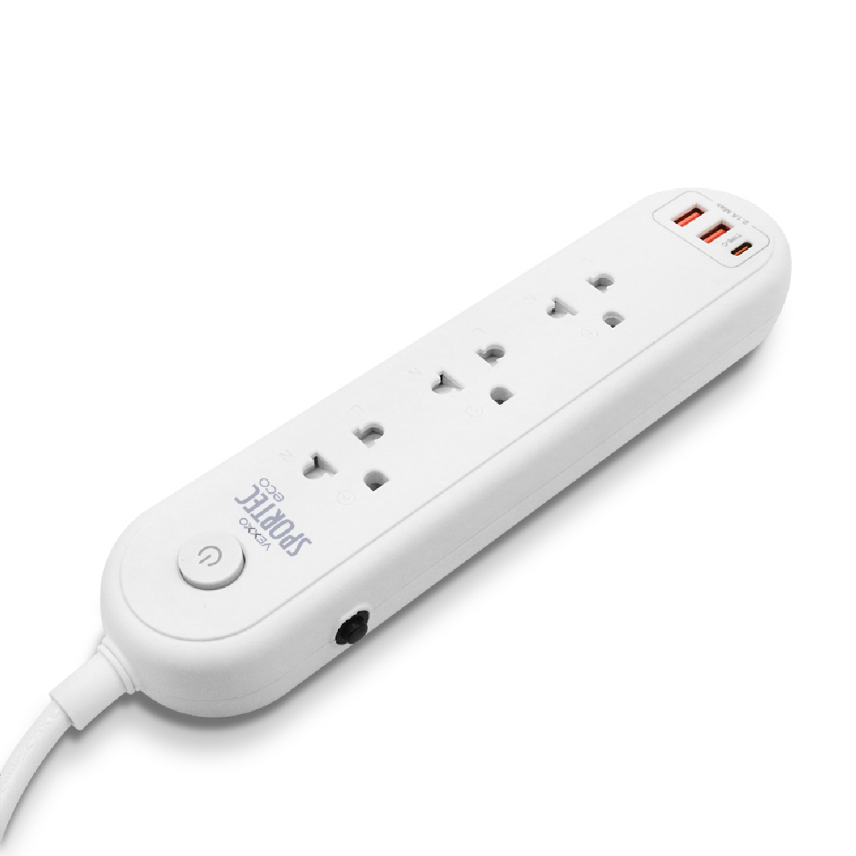 EC-131C ปลั๊กรางไฟ 3ช่อง 1สวิตช์ 3ม 2USB