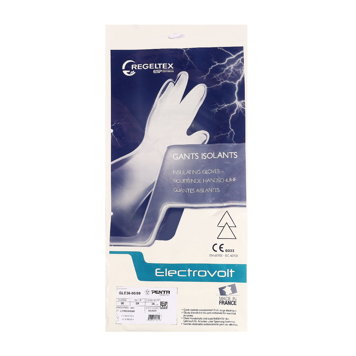 GEL2500V ถุงมือยาง กันไฟฟ้า CLASS 00