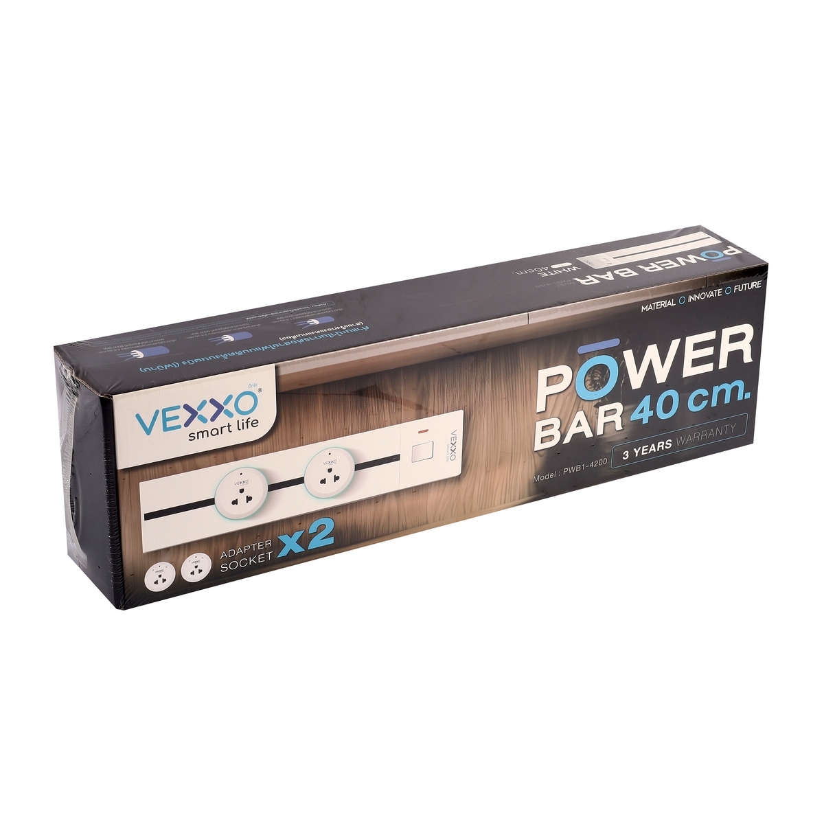 PWB1-4200 ชุดรางไฟ เต้ารับ2ชิ้น 40ซม ขาว
