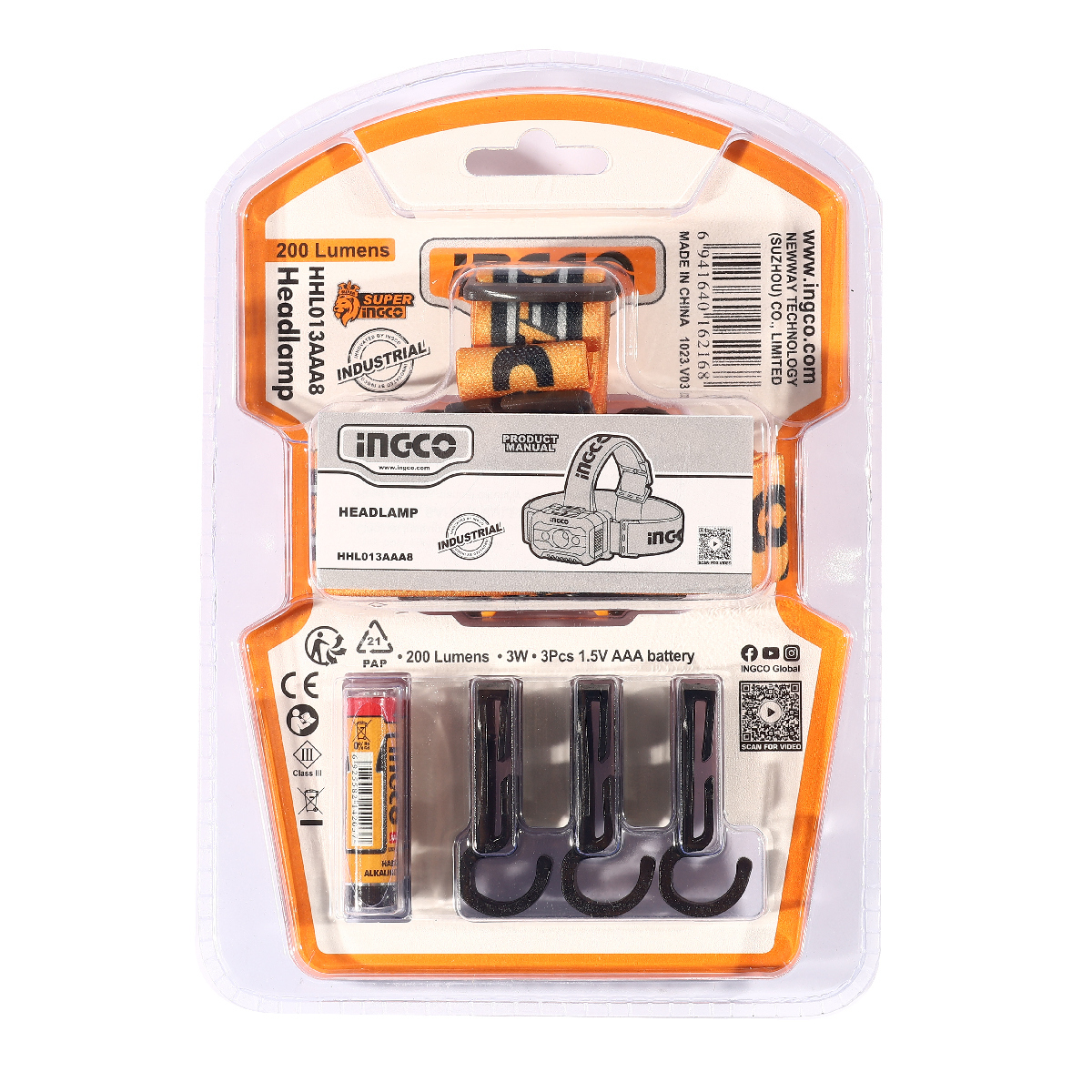 HHL013AAA8 ไฟฉายคาดหัว LED ถ่าน AAA