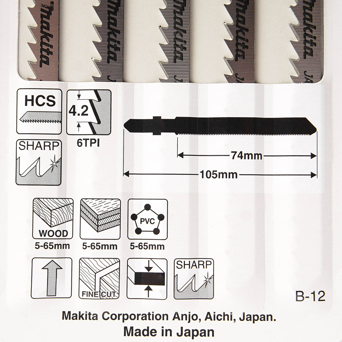 ใบเลื่อยจิกซอ B-12 (5ใบ/1PAC) A-85640