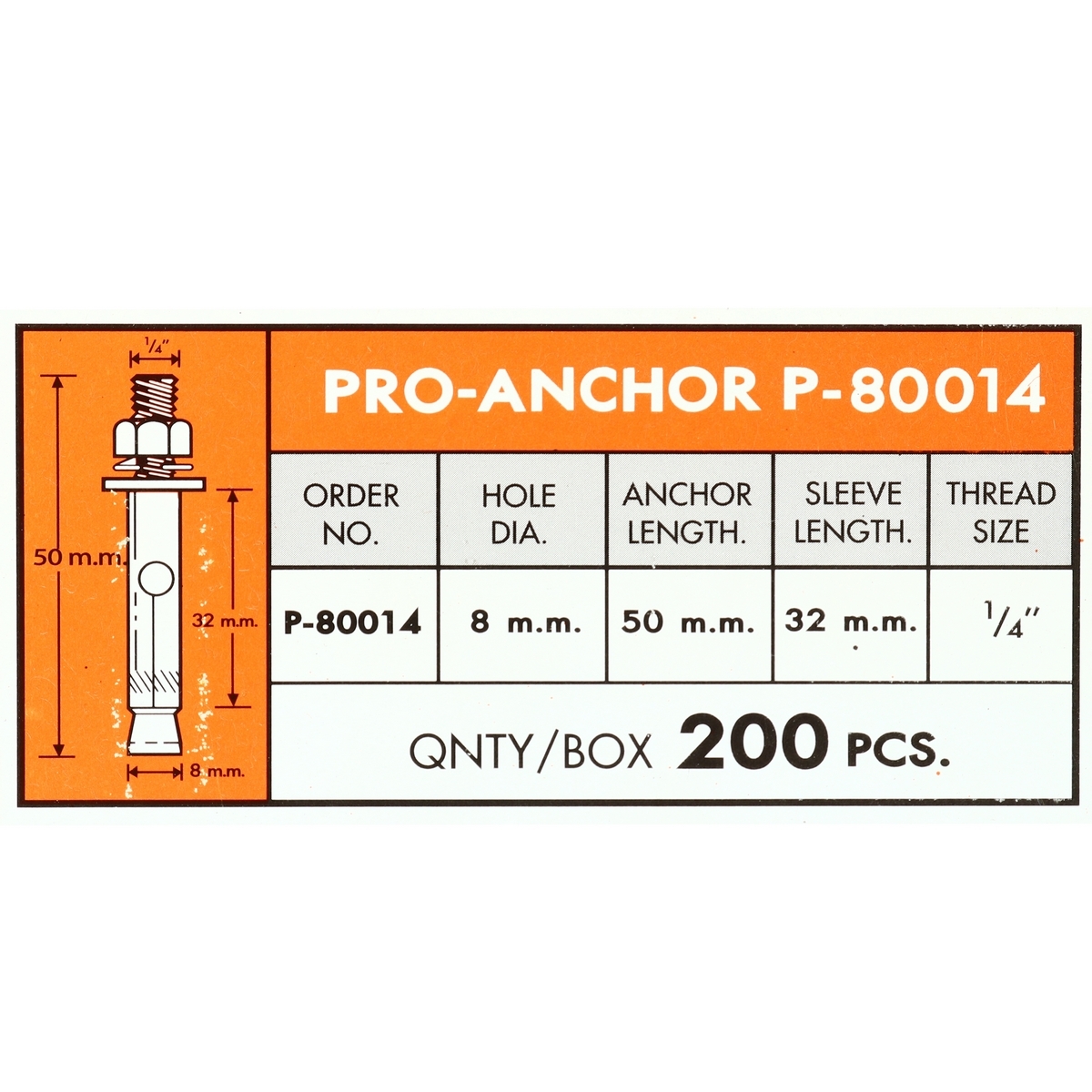 P-80014 พุ๊กเหล็ก ขนาดเกลียว 1/4
