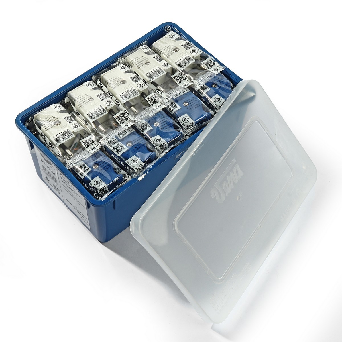 ปลั๊กหัวรี 2 ขากลม 16A-250V (คละสี) มอก