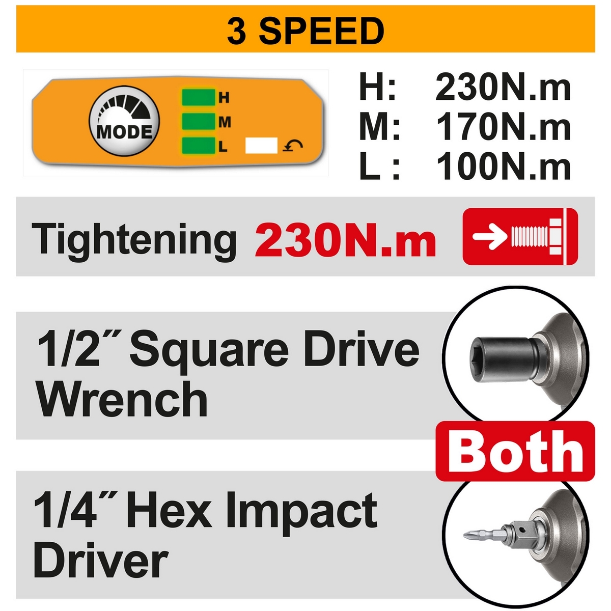 20V-BL ไขควงกระแทก2IN1 230N.M-ชุด2.0AH*2