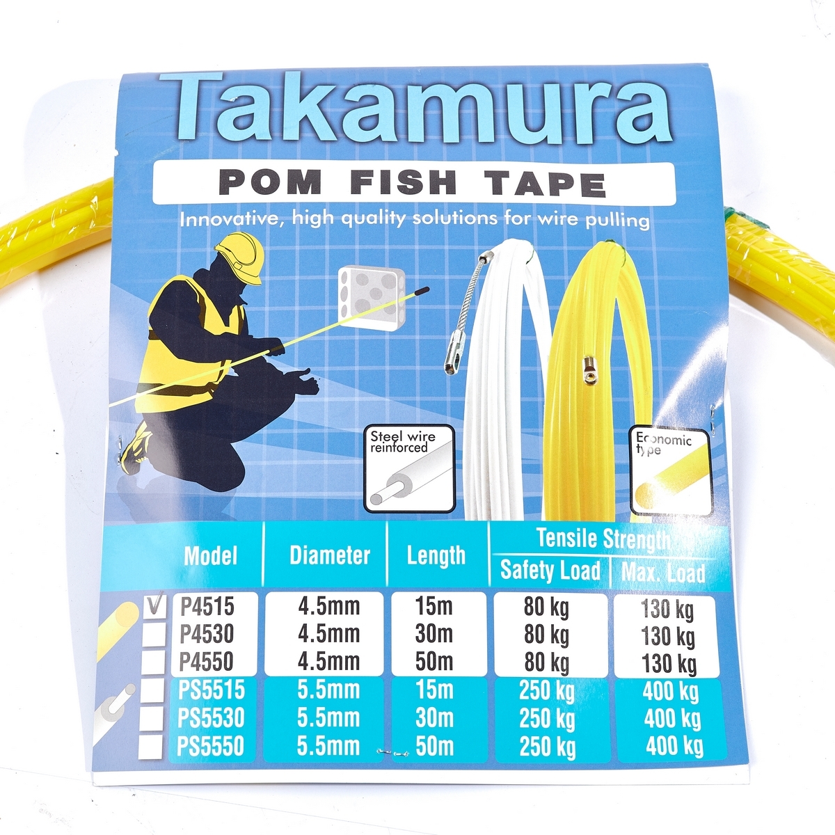 P4515 ฟิชเทปเปลือยสีเหลืองยาว15MPOM4.5MM