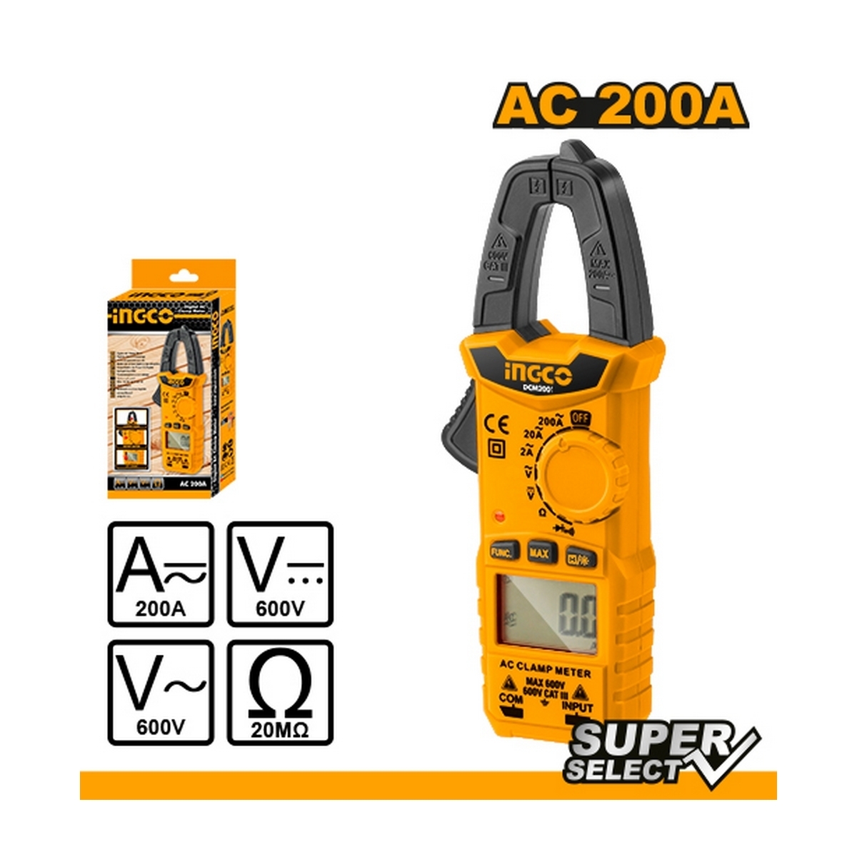 ดิจิตอลแคลมป์มิเตอร์ AC 200A