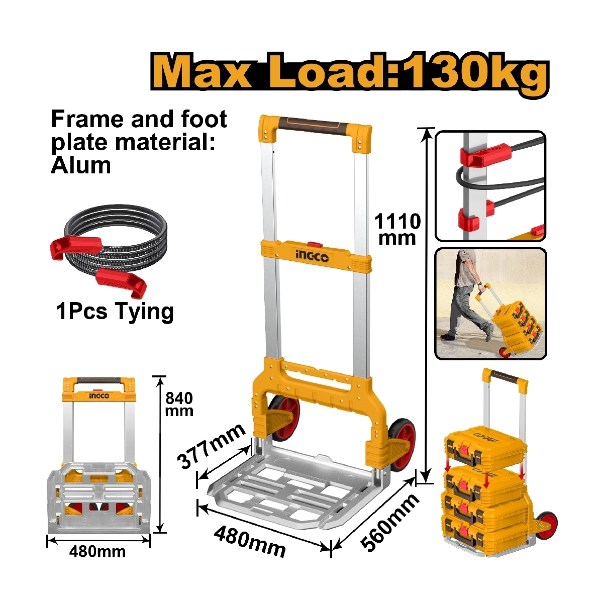 รถเข็นมือพับได้ 130KG.