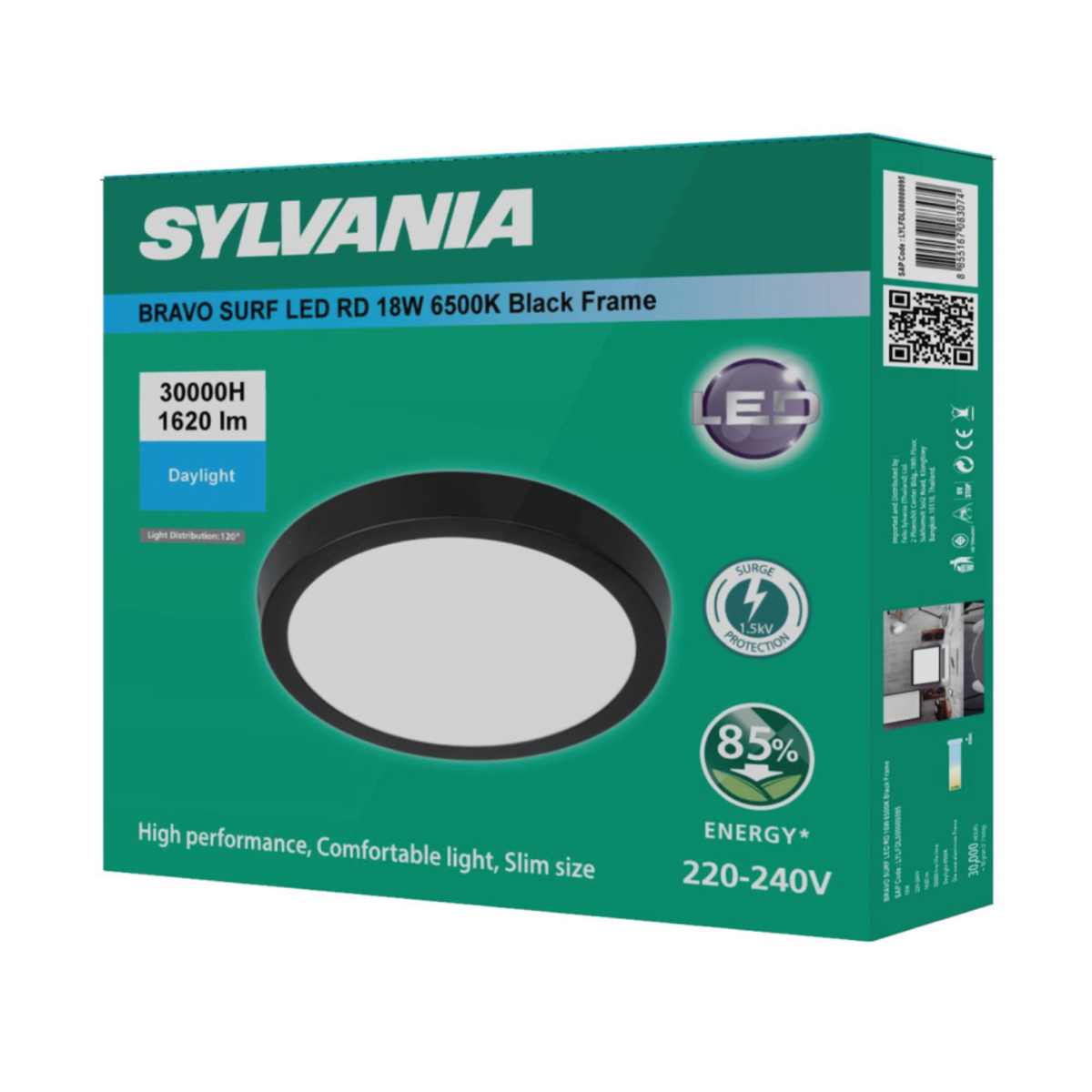 ดาวน์ไลท์ LED ติดลอยหน้ากลมดำ 18W DL
