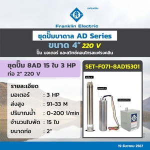 ชุด 8AD15-30 ปั๊ม+มอเตอร์+กล่อง 220V.