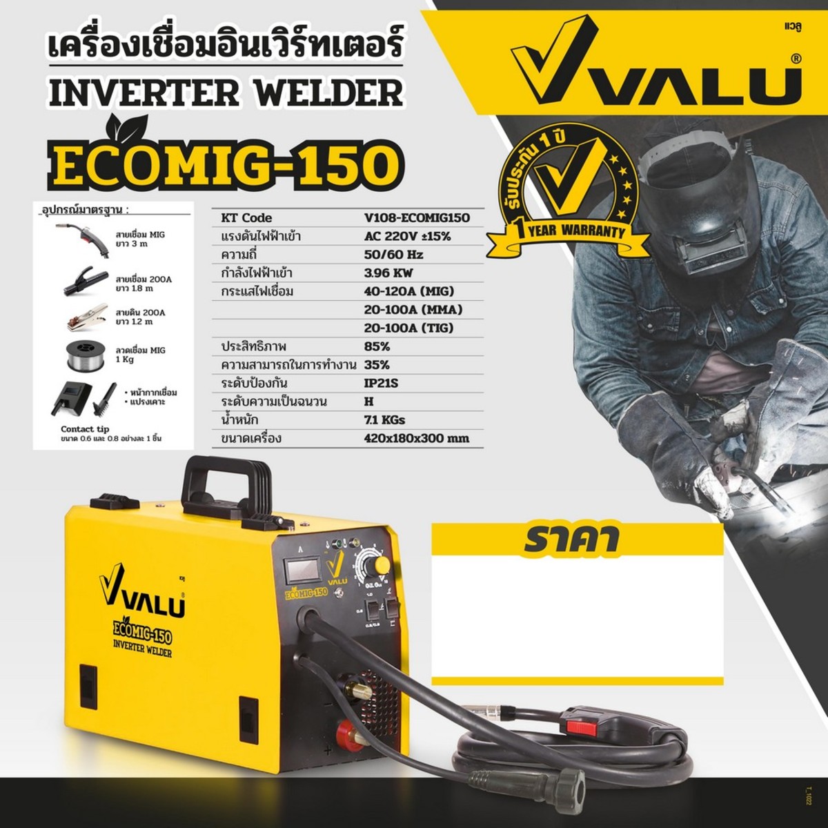 ECOMIG150 เครื่องเชื่อม MIG 1KG/5KG