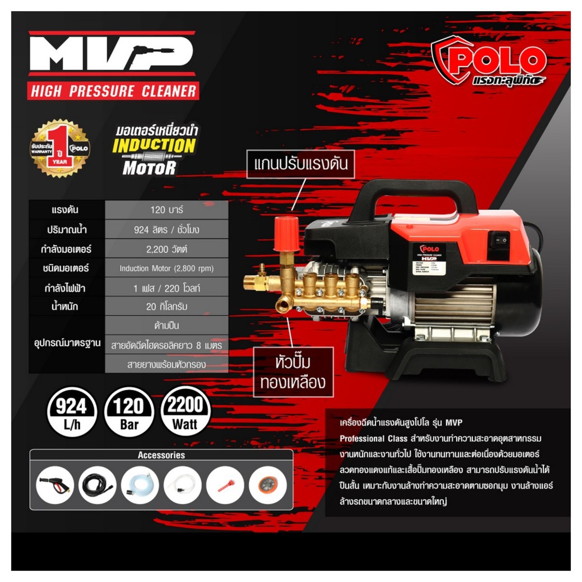 MVP เครื่องฉีดน้ำฯ 120 บาร์