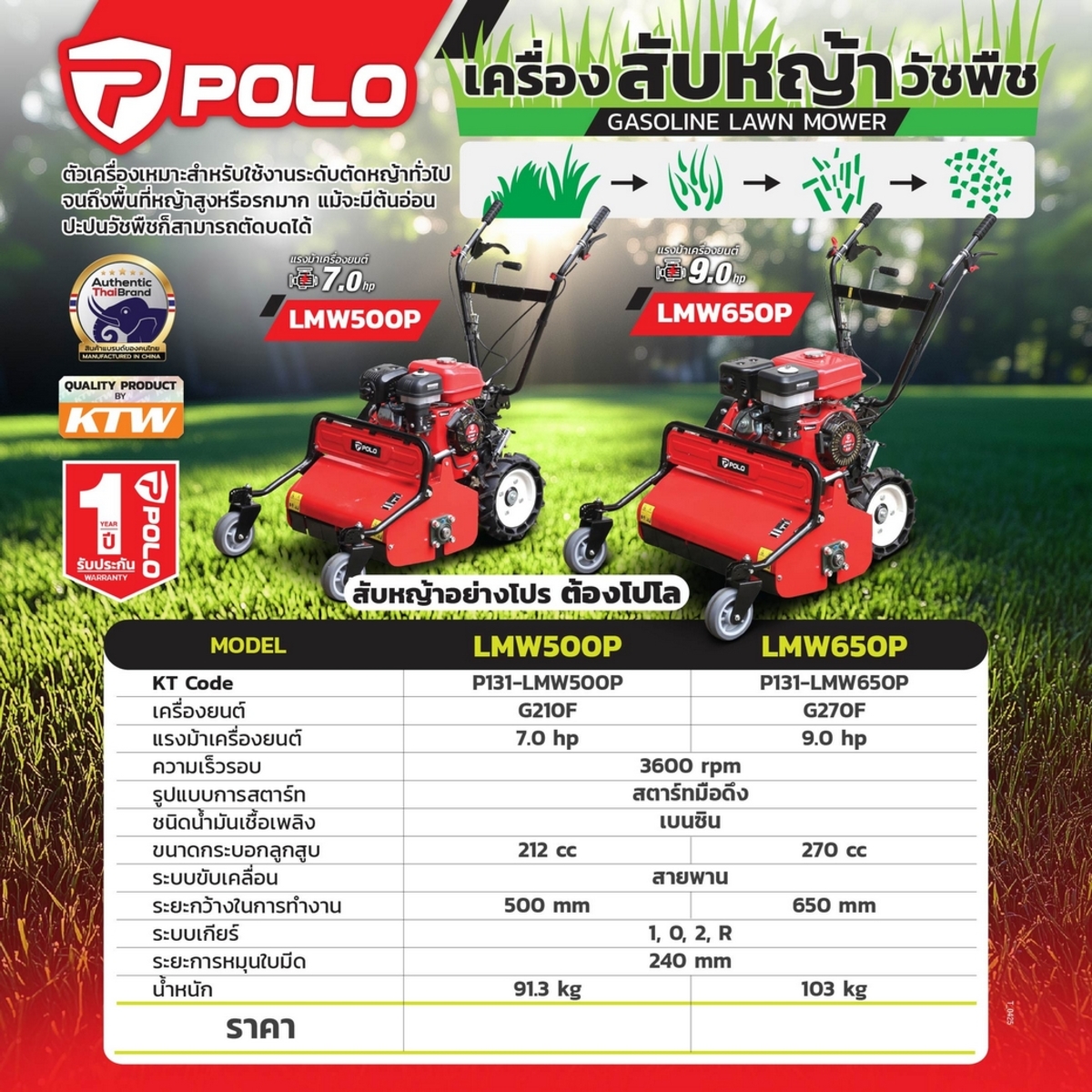 LMW650P เครื่องสับหญ้าวัชพืช 9.0 HP