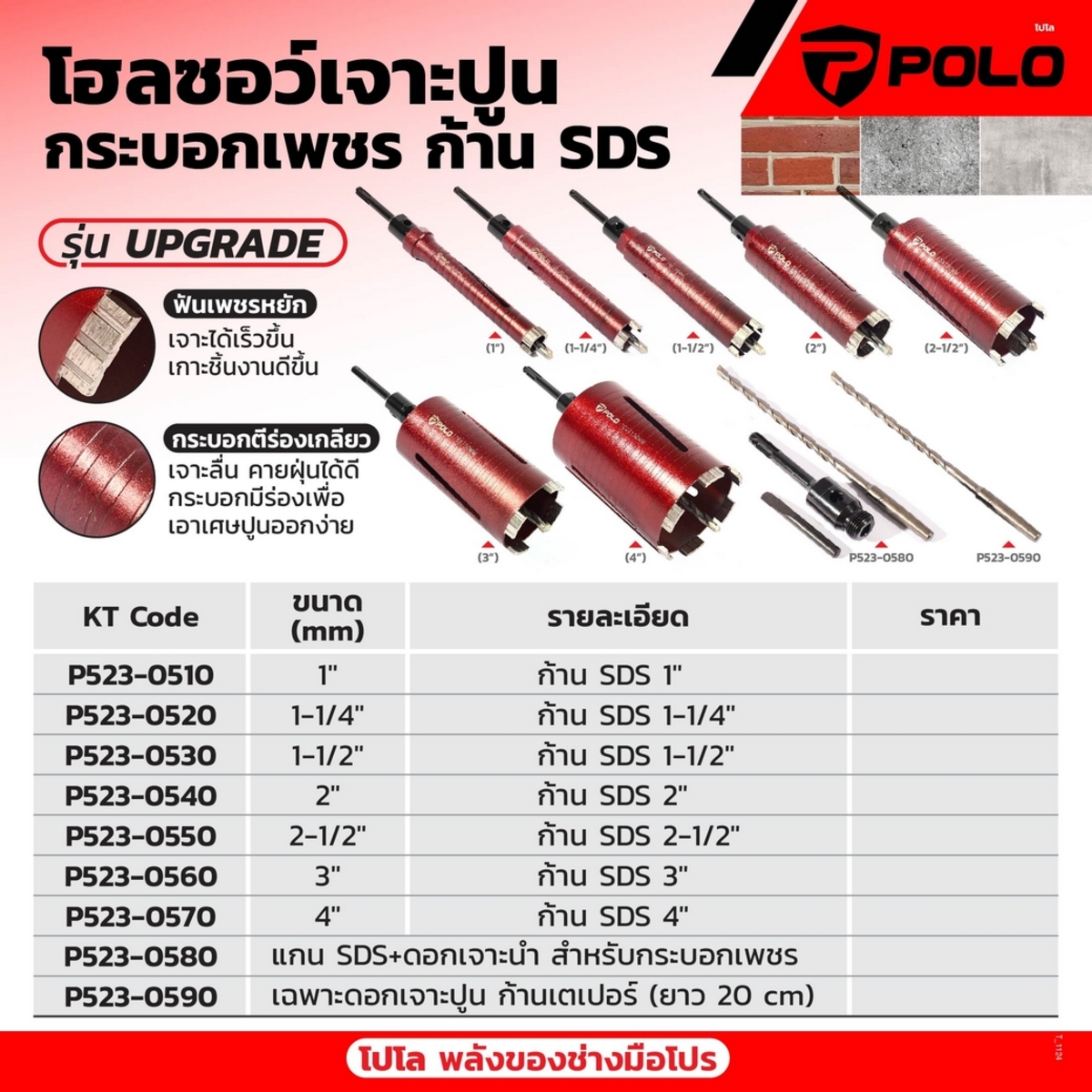 โฮลซอเจาะปูน/กระบอกเพชร ก้าน SDS 2-1/2