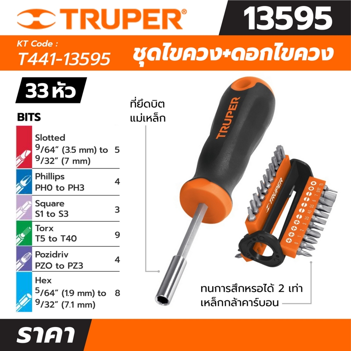13595 ชุดไขควง+ ดอกไขควง 33 หัว